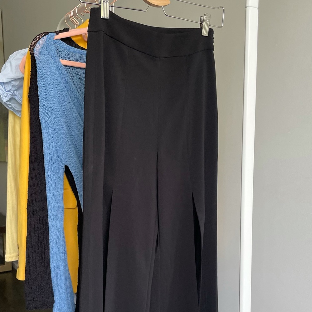 Flared wide legged pants with high slits